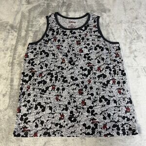 Disney Mickey Mouse AOP All Over Print Gray Crew Neck Tank Top Shirt Size XL
